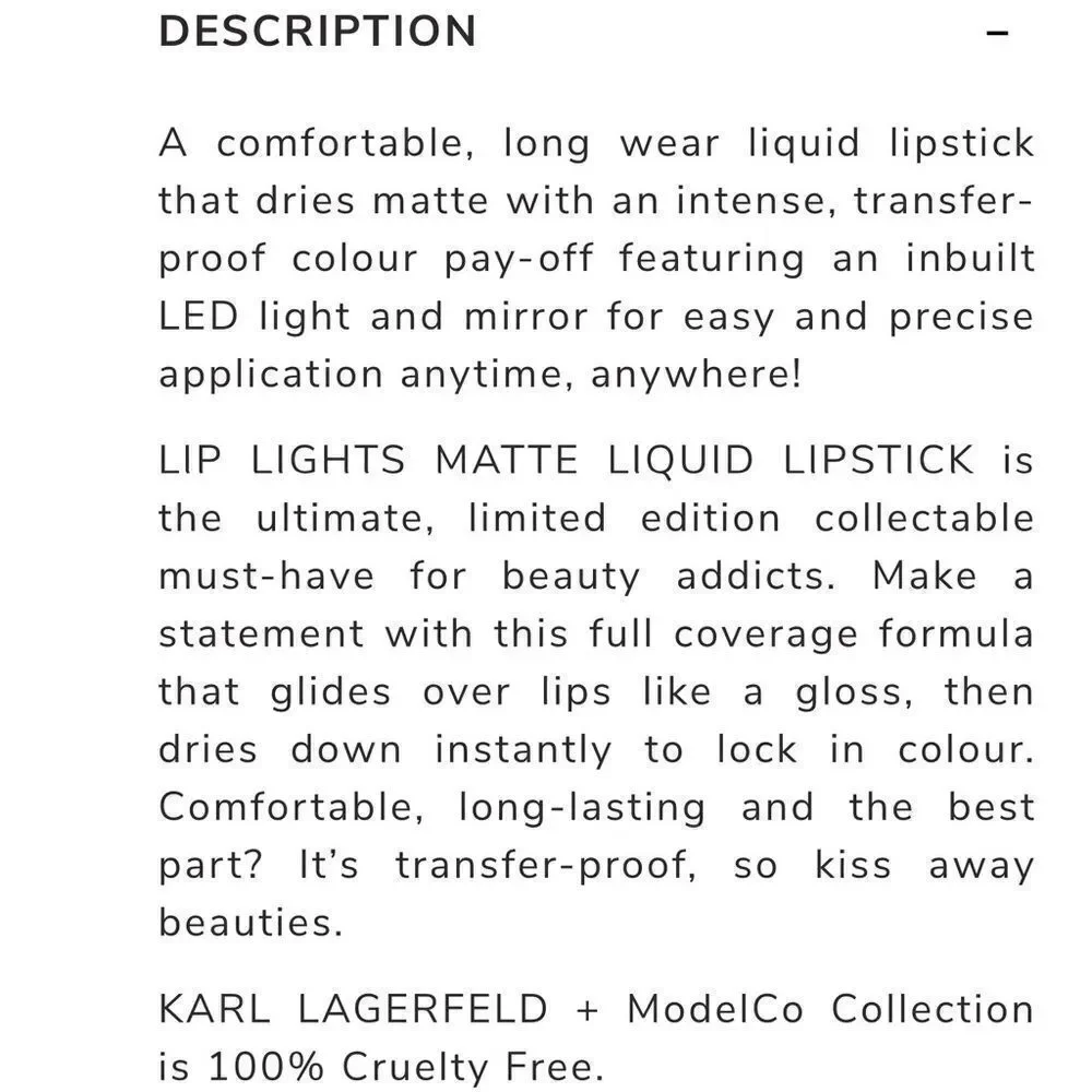 Karl Lagerfeld + ModelCo Matte Lipstick Paris 7eme